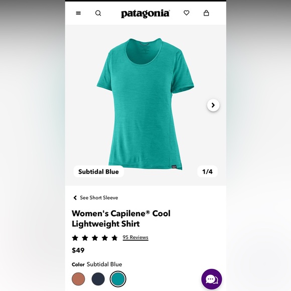 NWOT subtidal blue size large Patagonia Capilene Cool Lightweight tee - Picture 1 of 1